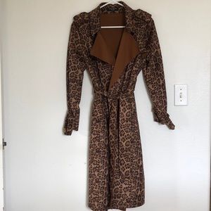 Animal print faux suede coat